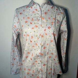 LL BEAN BUTTON DOWN FLORAL TOP